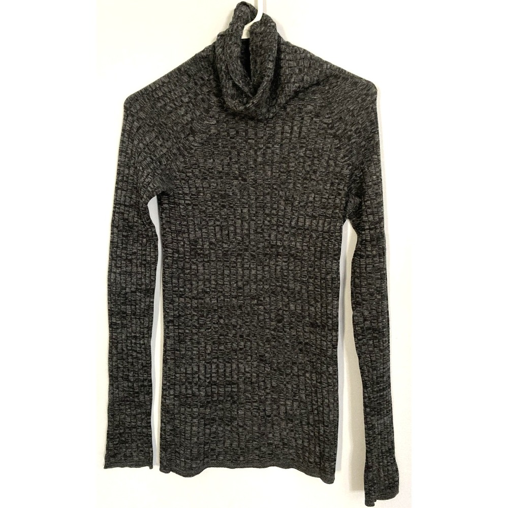 Vince Sweater Women S Gray Geometric Ribbed Turtleneck Knit Long Sleeve Stretch